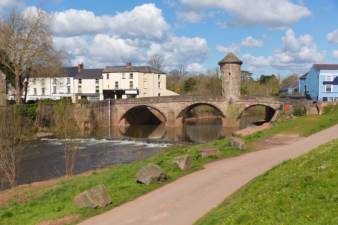 Wye valley tourist attraction Monnow bridge Monmouth Wales uk hi