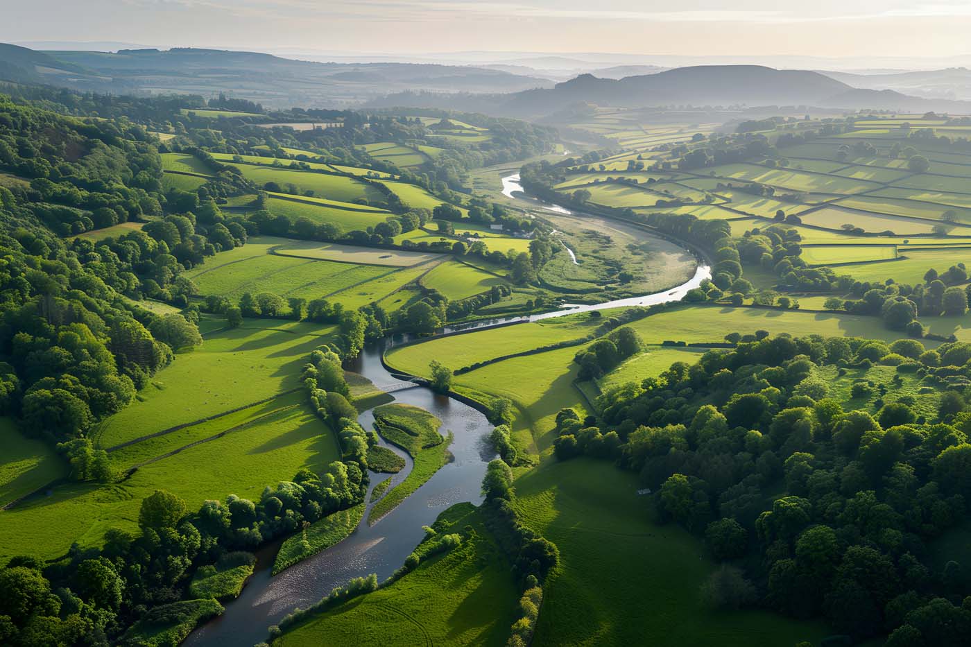Serene Landscape: The Throughout the Valley Where The Two Rivers