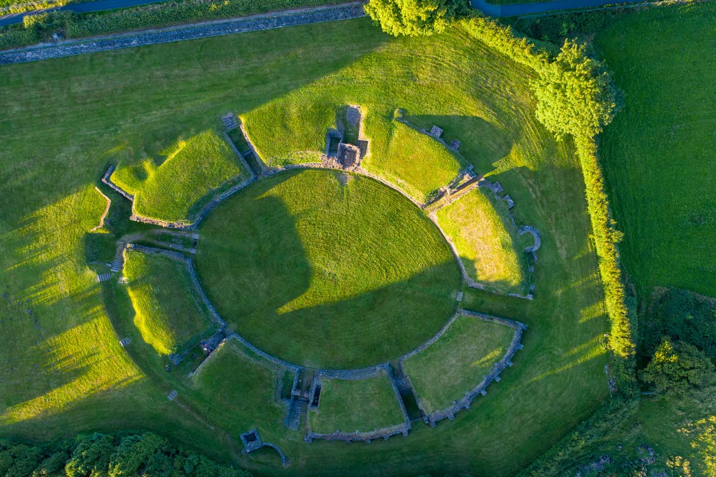 Aerial view of the Welsh town Caerleon in Wales, home of the Rom