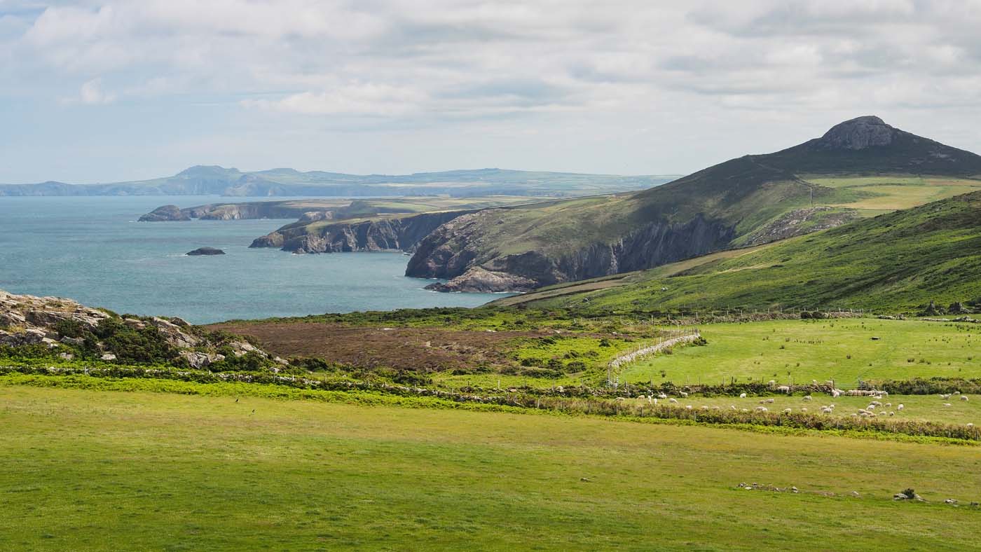 View from St Davids peninsula along the dramatic coastline, Pembrokeshire, Wales