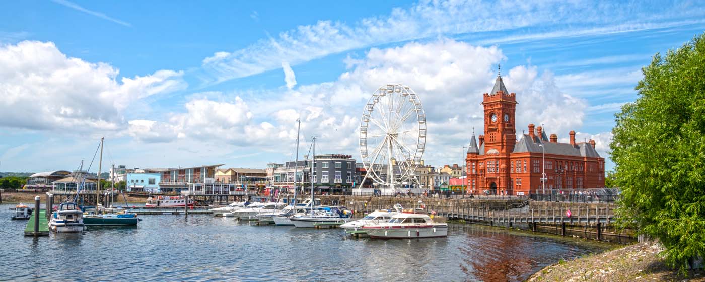 Cardiff Bay and Mermaid Quay area of Cardiff, Wales, United King