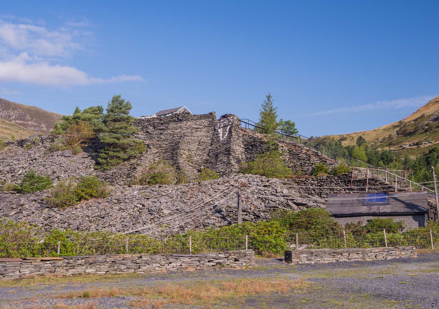 Slate waste heap from slate mine