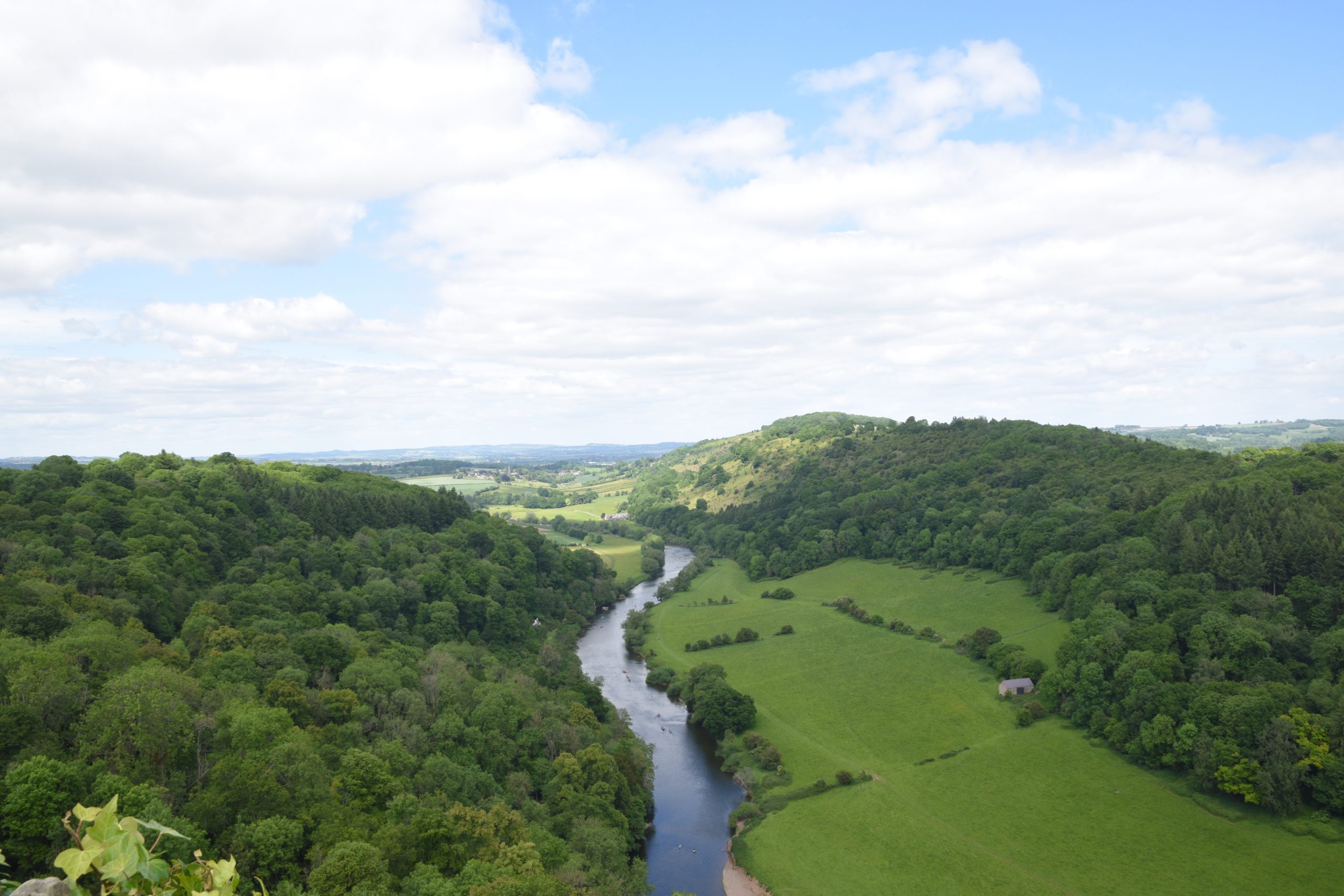 The river wye at the bottom of the wye valley from the top of symonds yat
